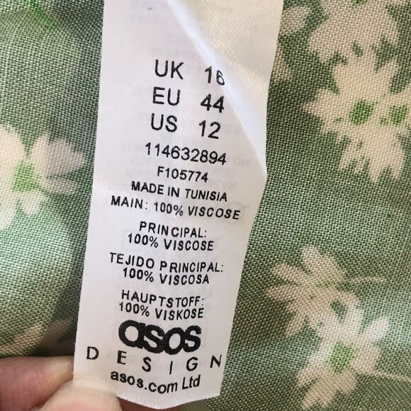 ASOS Womens Midi Slip Thigh Split Skirt sage green Daisy floral Size 12 NWOT - Picture 12 of 14